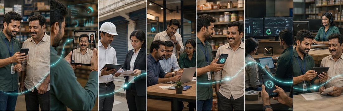 Small business owners and originators at work across different trades